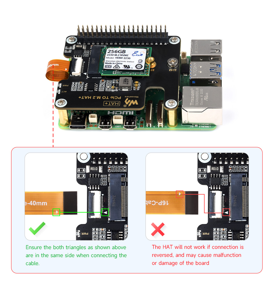PCIe TO M.2 HAT Plus details 2