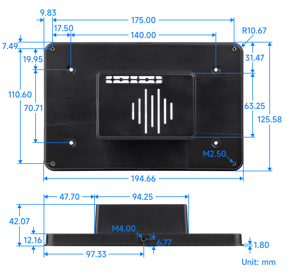 raspberry pi case 7 inch