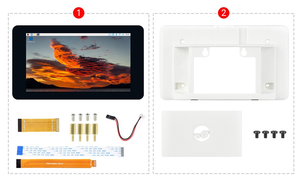 7inch DSI LCD B with case B details pack